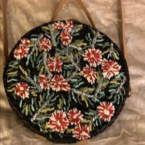 Anthropologie Blooming Raffia Crossbody Bag
